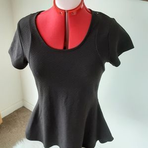 What's Hot black back lace peplum shirt